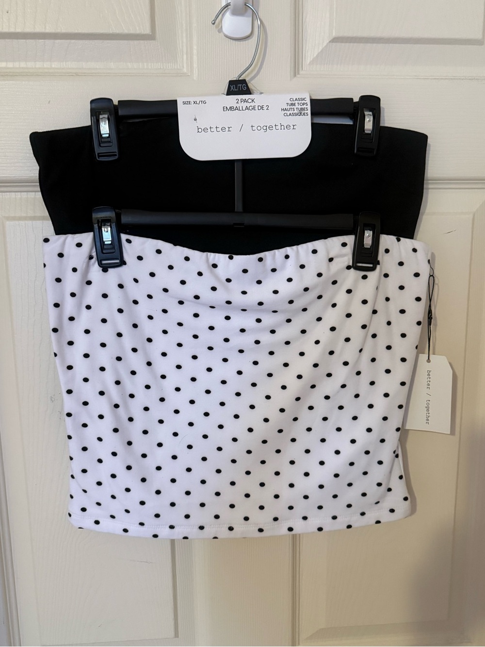 better / together Women's Black & White Polka Dot Tube Tops - 2 Pack